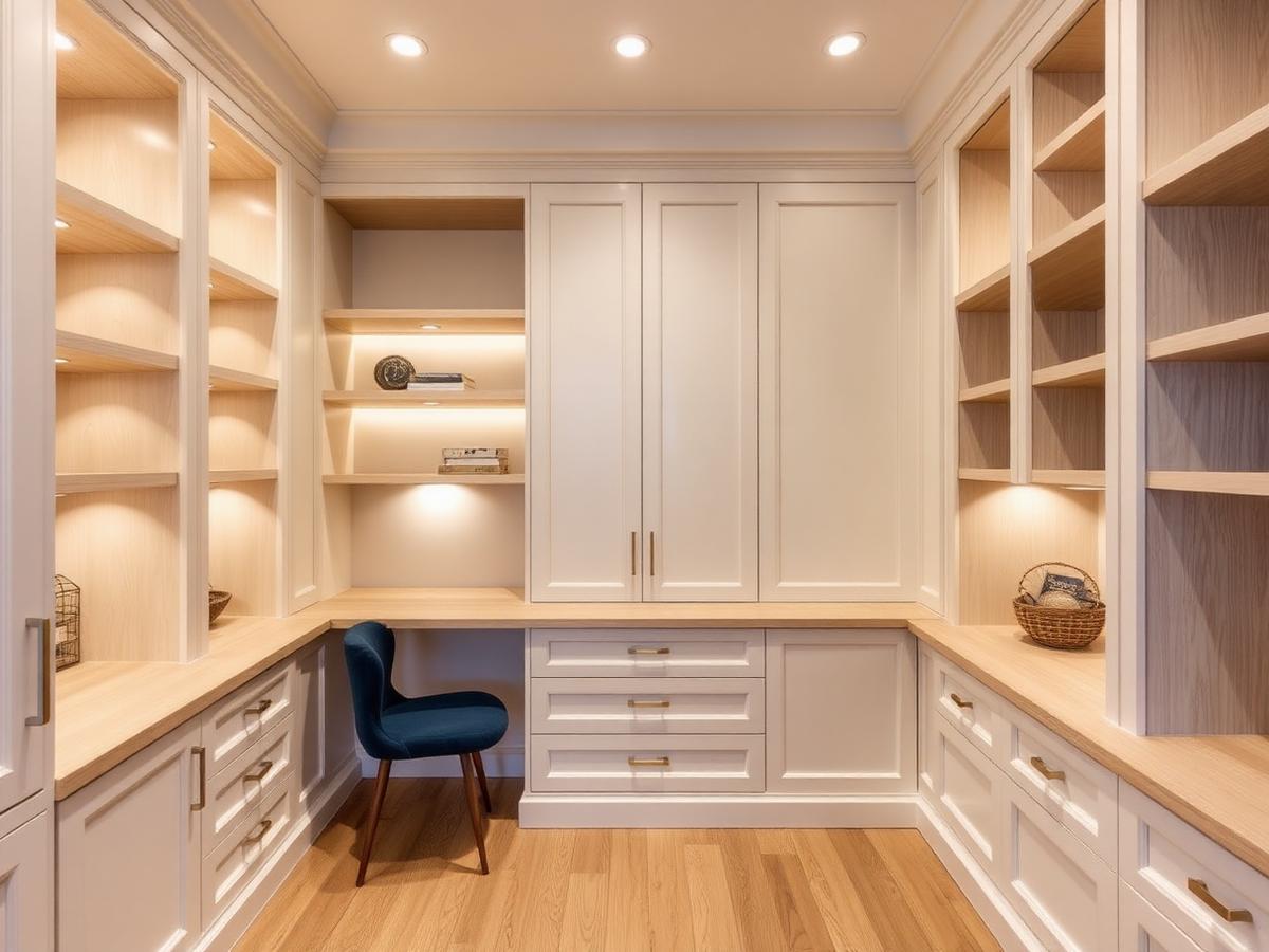 Built-in cabinetry and millwork with integrated lighting